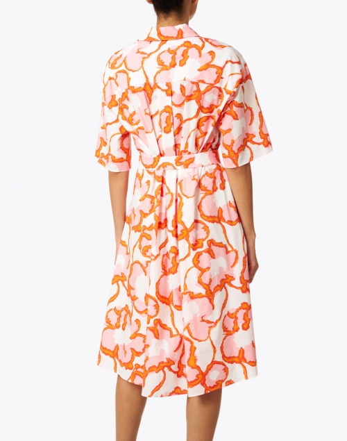 Piazza Sempione - Orange and White Floral Stretch Cotton Shirt Dress