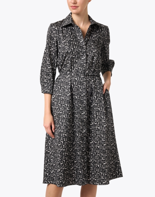 Front image - Rani Arabella - Black and White Printed Cotton Shirt Dress