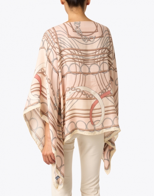 Back image - Rani Arabella - Venezia Light Pink Print Cashmere Silk Wool Poncho