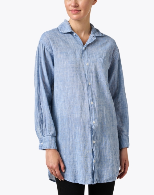 Front image - CP Shades - Marella Light Wash Longline Cotton Shirt