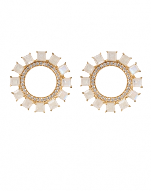 Product image - Atelier Mon - Moonstone and Zirconia Gold Circle Hoop Earrings