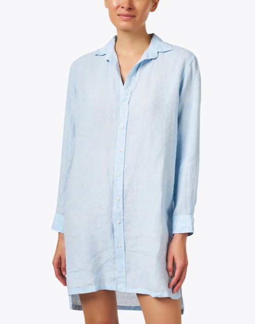 Front image - Frank & Eileen - Hunter Blue Linen Shirt Dress