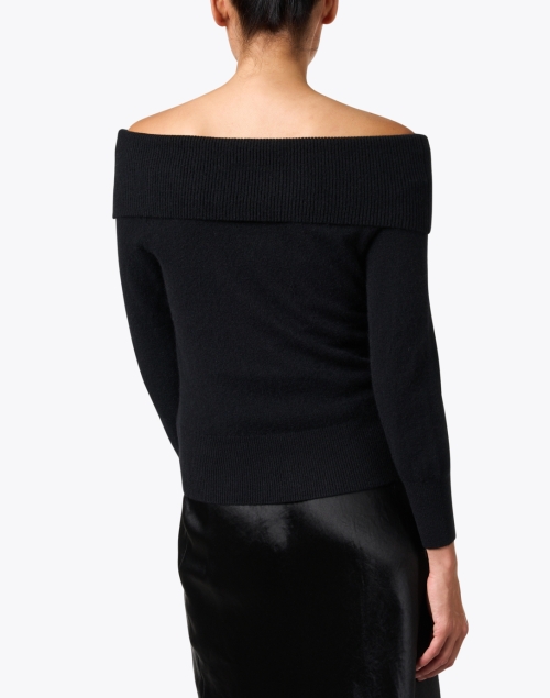 Back image - White + Warren - Black Cashmere Bardot Sweater