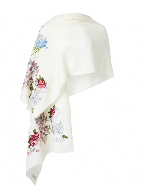 Product image - Janavi - Ivory and Multi Floral Embroidered Wool Scarf