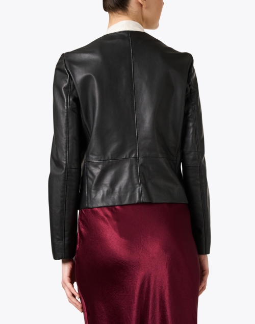 Back image - Seventy - Black Leather Button Front Jacket