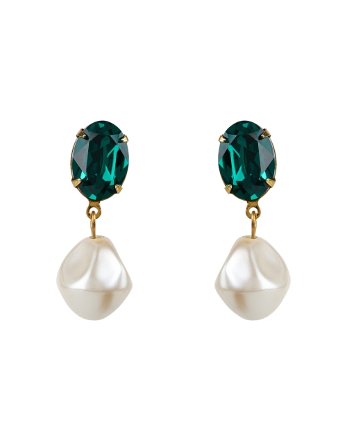 Product image - Jennifer Behr - Tunis Green Crystal and Pearl Drop Earrings