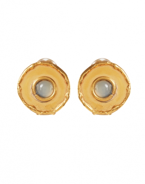 Product image - Sylvia Toledano - Chalcedony Blue Medallion Gold Stud Earrings