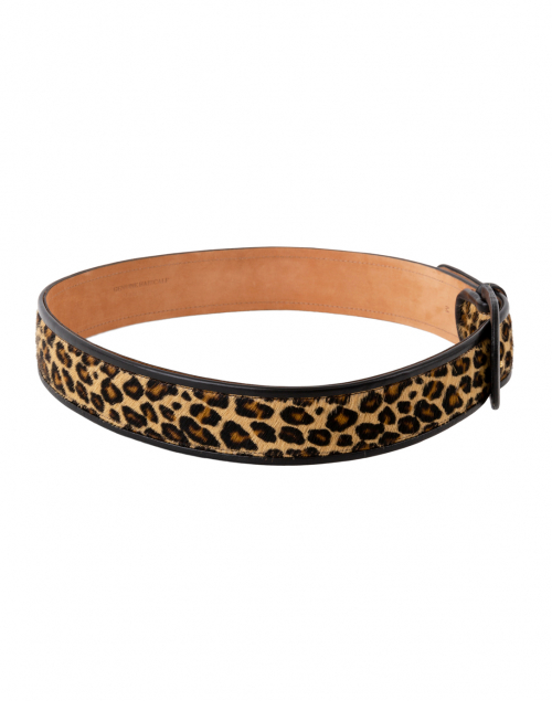 Front image - W. Kleinberg - Leopard Calf Hair Belt with Black Leather Piping