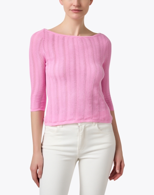 Front image - Burgess - Jackie Pink Pointelle Sweater