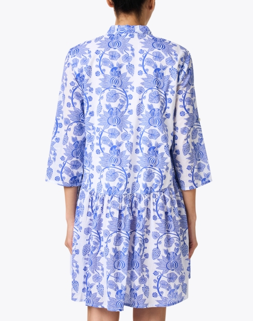 Back image - Ro's Garden - Deauville Blue and White Printed Shirt Dress