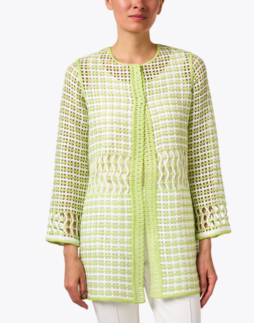 Front image - Rani Arabella - Green and White Woven Jacket