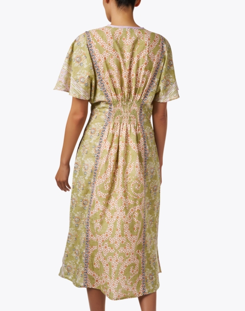 Back image - D'Ascoli - Tasa Green Print Cotton Dress