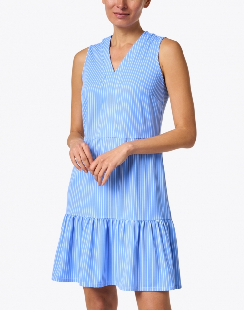 Front image - Jude Connally - Annabelle Periwinkle Thin Stripe Dress
