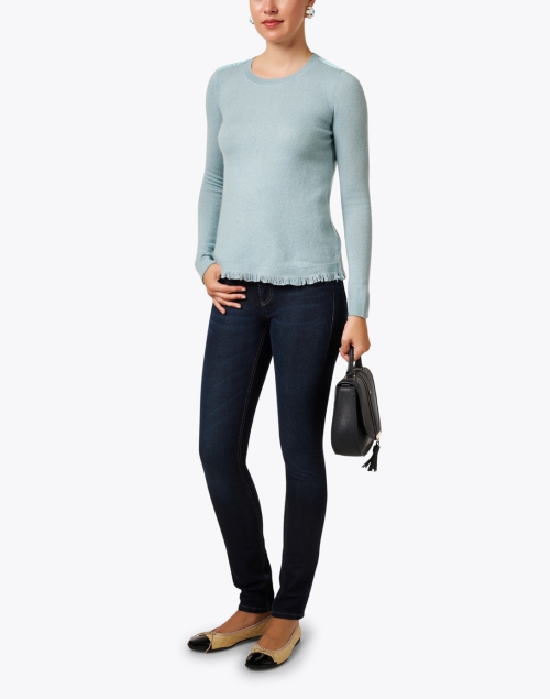 Sea Blue Cashmere Fringe Sweater