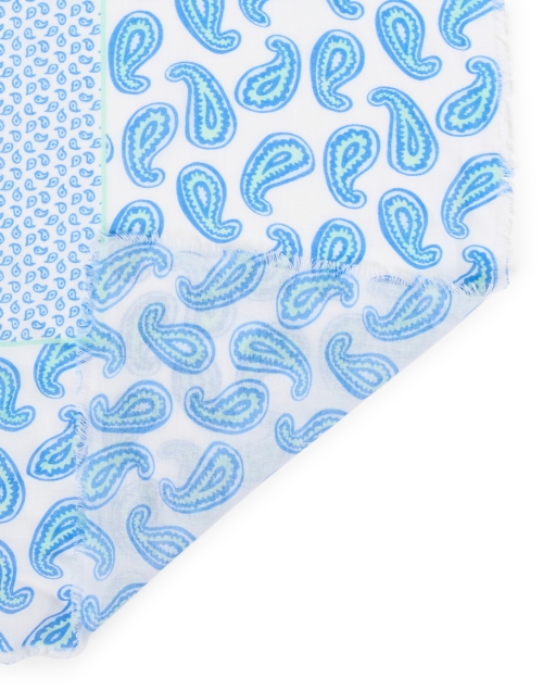 Back image - Amato - Blue and White Paisley Modal and Cashmere Scarf