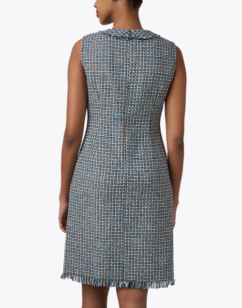Back image - Santorelli - Laura Blue Tweed Sheath Dress