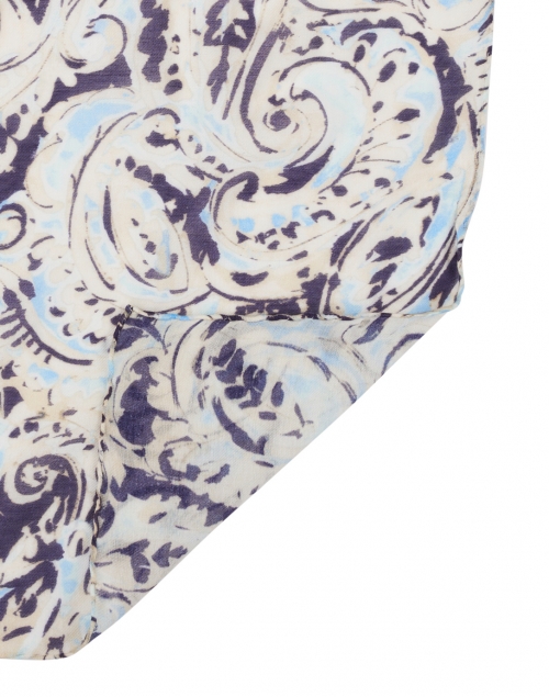 Back image - Leggiadro - Blue Paisley Printed Modal Cashmere Scarf