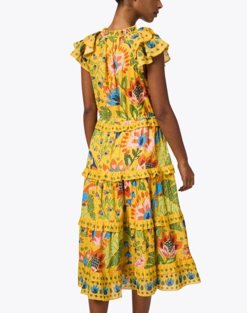Back image - Farm Rio - Yellow Multi Print Cotton Dress