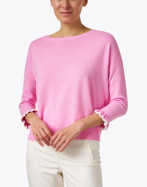 Front image - Allude - Pink Wool Cashmere Sweater