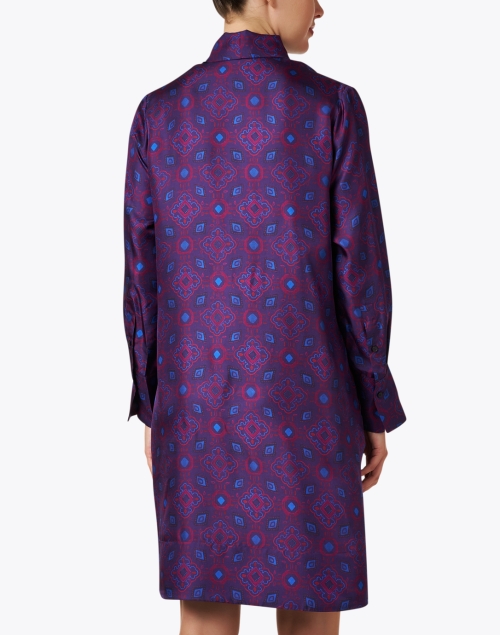 Back image - Rosso35 - Purple Print Silk Dress