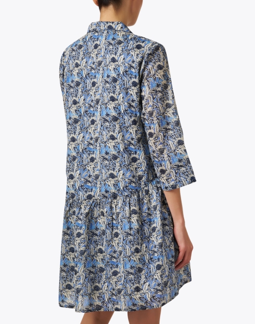Back image - Ro's Garden - Deauville Blue Olaf Print Shirt Dress