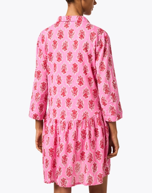 Back image - Ro's Garden - Deauville Pink and Red Printed Shirt Dress