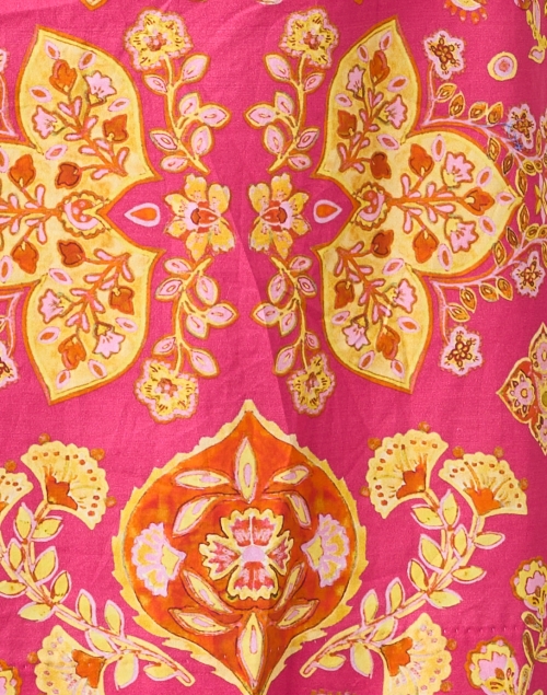 Fabric image - Caliban - Pink and Yellow Paisley Belted Shirt Dress 