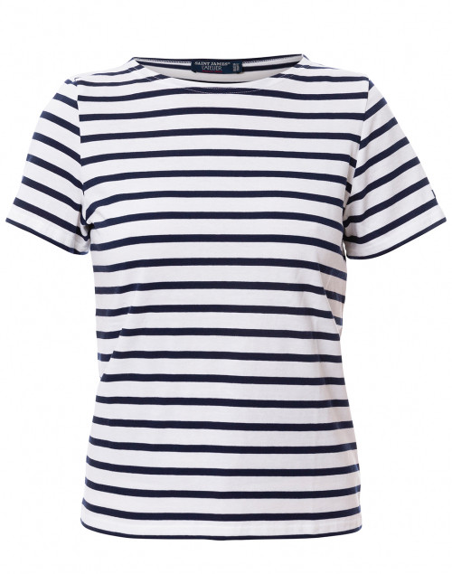 Product image - Saint James - Etrille White and Navy Striped Cotton Top