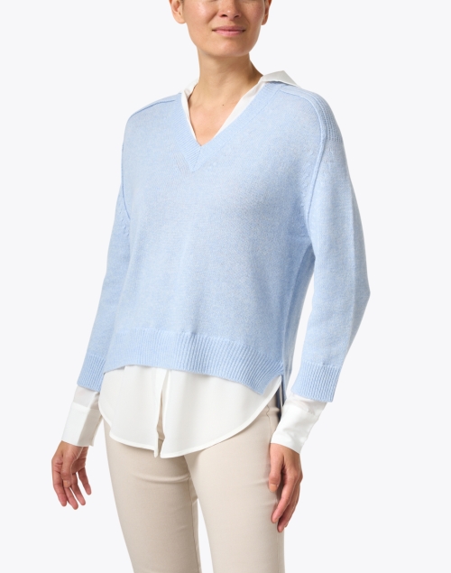 Front image - Brochu Walker - Sky Blue Sweater with White Underlayer
