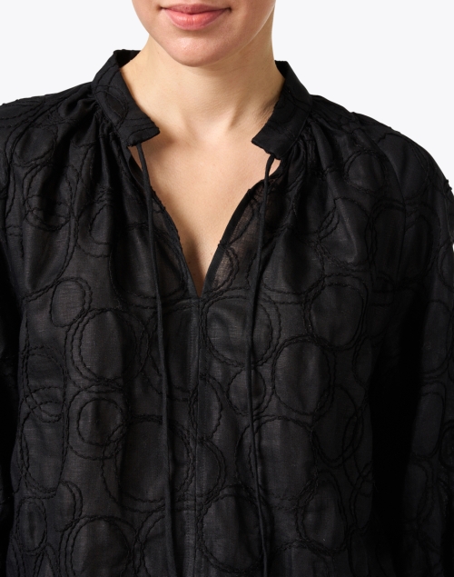 Extra_1 image - Piazza Sempione - Black Embroidered Linen Cotton Blouse