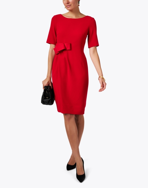 Red Crepe Bow Dress