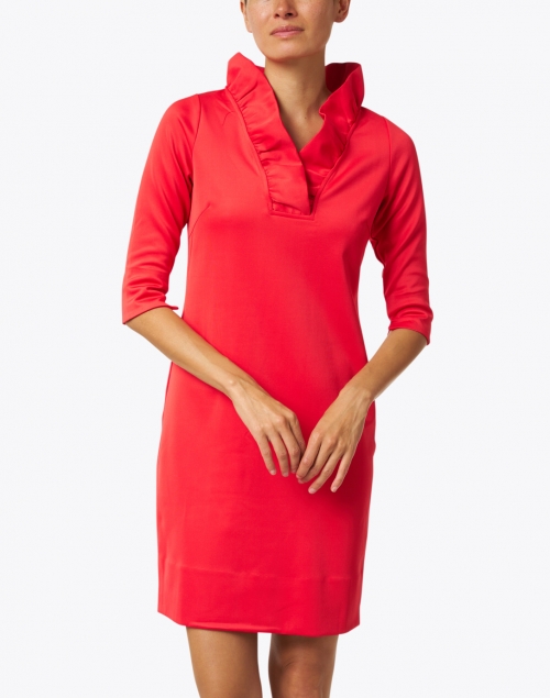Front image - Gretchen Scott - Red Ruffle Neck Dress