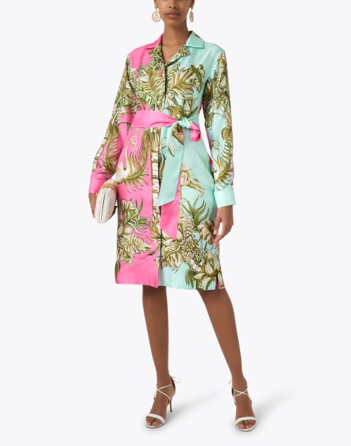 Avana Multi Print Silk Shirt Dress