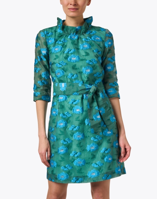 Front image - Abbey Glass - Claudine Green Floral Organza Dress
