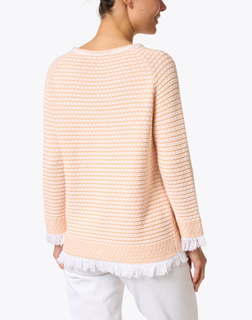 Back image - Kinross - Orange Cotton Textured Fringe Pullover