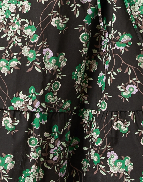 Fabric image - Tara Jarmon - Reba Black and Green Floral Cotton Dress