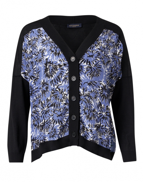 Piazza Sempione - Black and Ink Blue Wool and Silk Knit Cardigan 