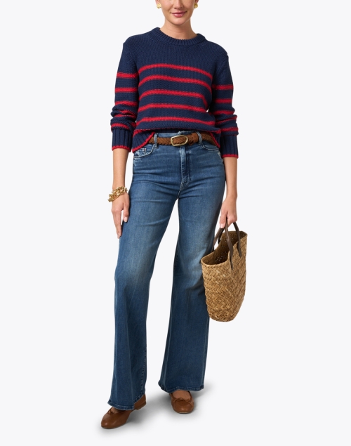 Navy and Red Striped Cotton Sweater