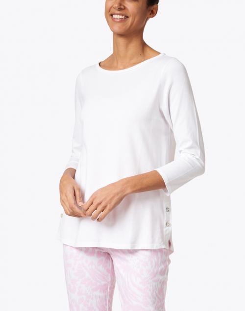 Front image - Hinson Wu - Paloma White Tailored Knit Shirt