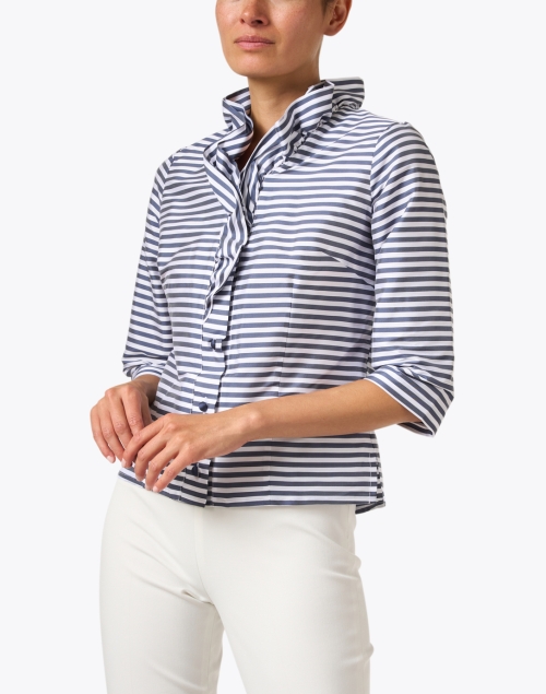Front image - Connie Roberson - Celine Navy and White Stripe Shirt