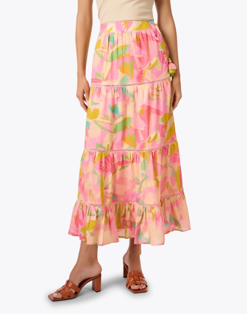 Front image - Bella Tu - Lauren Multi Print Cotton Skirt