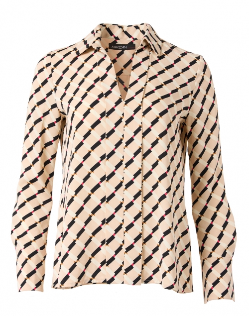 Marc Cain Beige and Black Geo Print Blouse