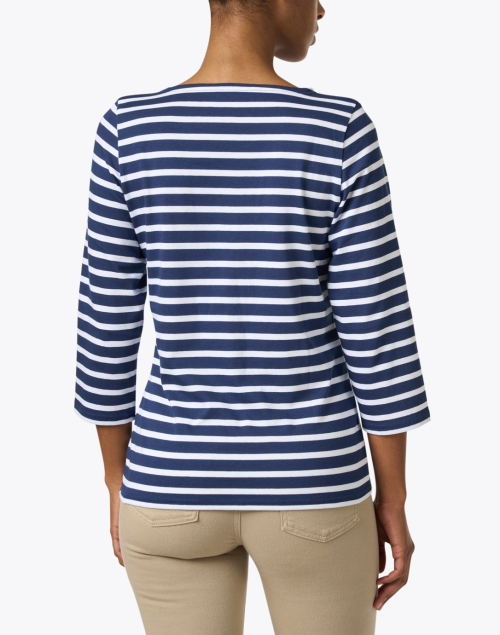 Back image - Saint James - Galathee Navy and White Striped Shirt