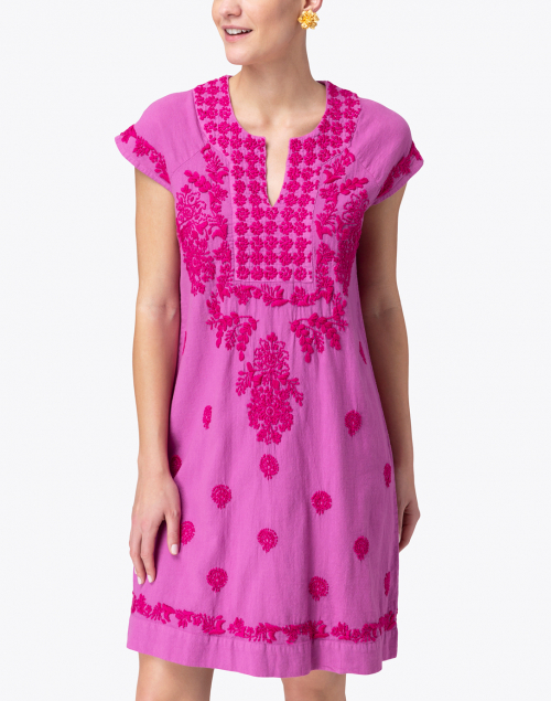 Front image - Roller Rabbit - Faith Pink Embroidered Cotton Dress