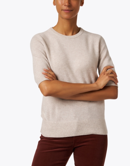 Front image - White + Warren - Beige Cashmere Sweater