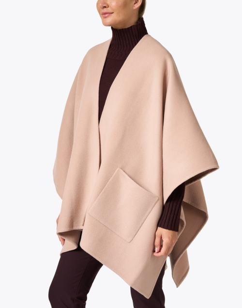 Front image - Eileen Fisher - Tan Wool Cashmere Serape