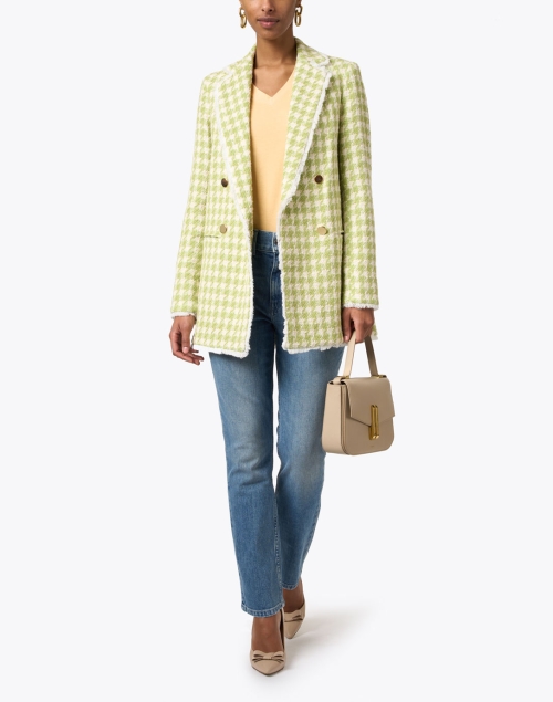 Mia Green and White Houndstooth Jacket