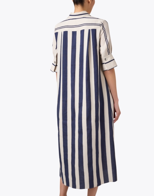 Back image - Vilagallo - Izzy Navy Stripe Shirt Dress
