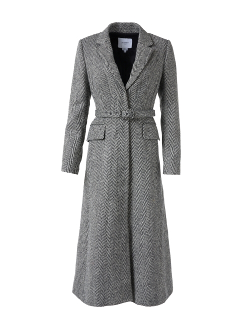 Product image - L.K. Bennett - Christie Black and White Herringbone Wool Coat
