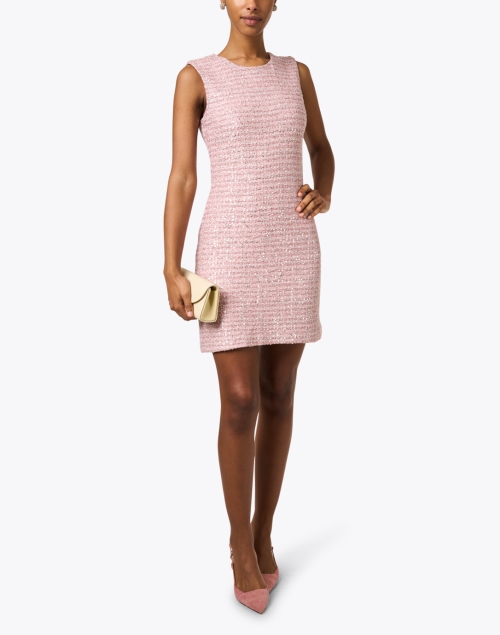 Pink Plaid Sequin Sheath Dress